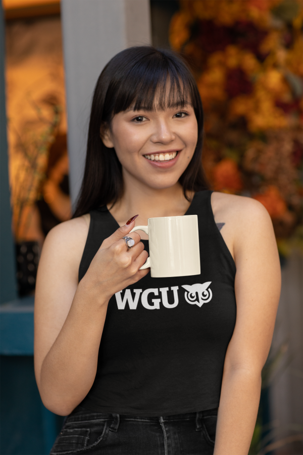 Woman wearing WGU shirt