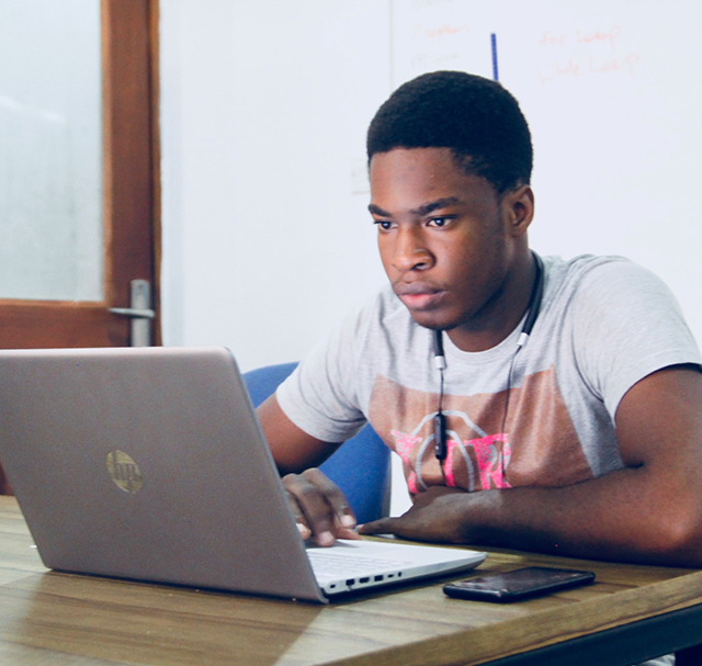 Young man using laptop