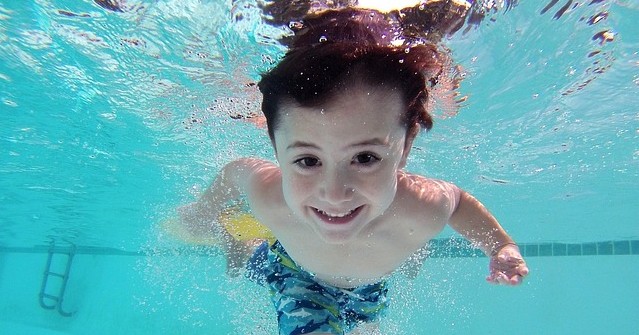 boy in swimming pool