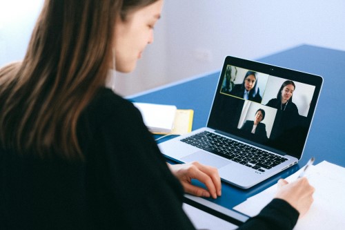 Woman in a virtual meeting