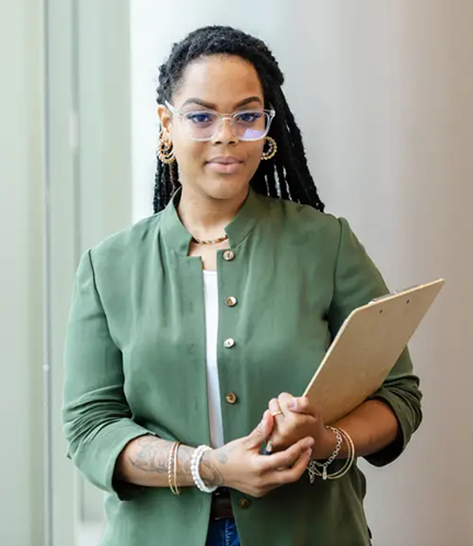 Woman Holding Clipboard