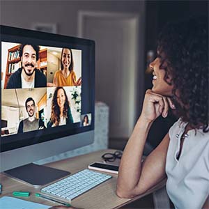 Woman in a virtual meeting